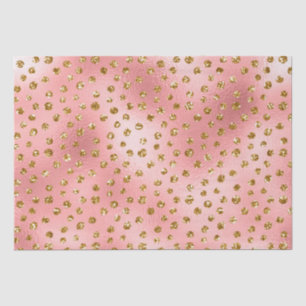 Papier Mousseline Motif à pois glamour pailleté rose et or