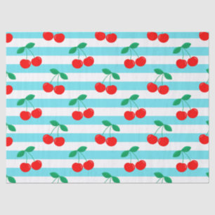 Papier Mousseline Motif à rayures de cerises – Cadeau et décoration 