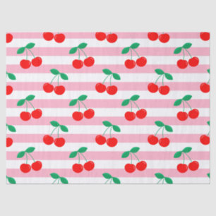 Papier Mousseline Motif à rayures de cerises – Cadeau et décoration