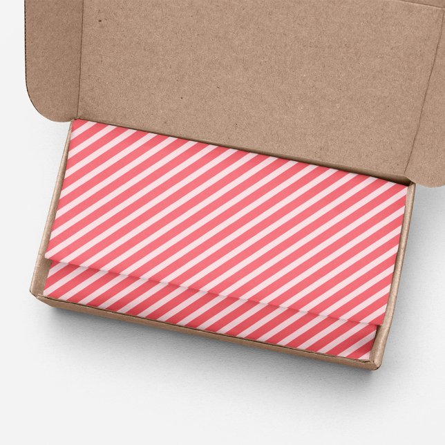 Papier Mousseline Motif à rayures roses mou (Pink striped whimsical pattern tissue paper.)