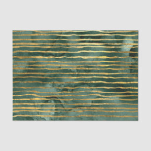 Papier Mousseline Motif à rayures vert et or