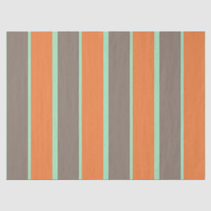 Papier Mousseline Motif à rayures vert, gris et orange