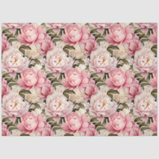 Papier Mousseline Motif à répétition rose blanc de pivoines
