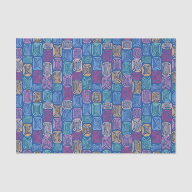 Papier Mousseline Motif abstrait bleu coloré (Recto)