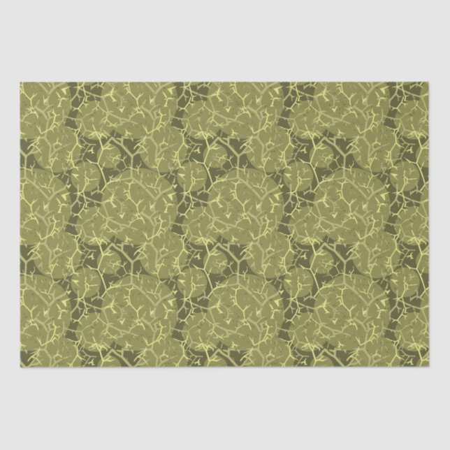 Papier Mousseline Motif Abstrait Cactus Green (Recto)