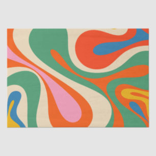 Papier Mousseline Motif Abstrait coloré Mod Swirl Retro Trippy
