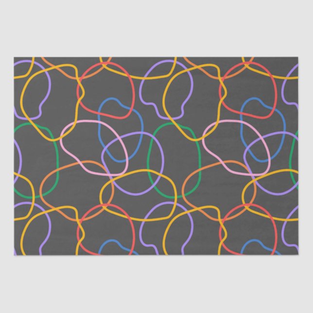 Papier Mousseline Motif Abstrait coloré Wavy Lines (Recto)