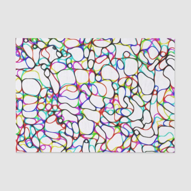 Papier Mousseline Motif Abstrait Courbe multicolore (Recto)