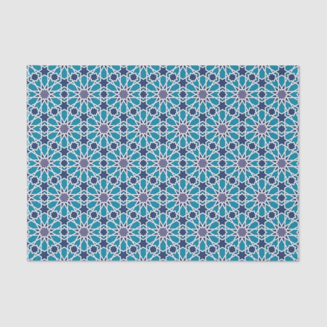 Papier Mousseline Motif abstrait dans bleu et gris (Recto)