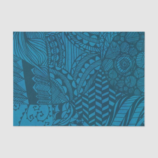 Papier Mousseline Motif abstrait d'art bleu (Recto)