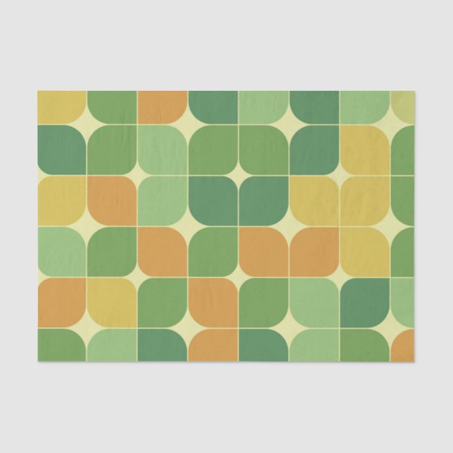Papier Mousseline Motif abstrait de milieu de siècle vert orange  (Recto)