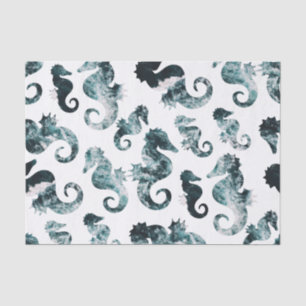 Papier Mousseline Motif abstrait d'hippocampes d'aqua