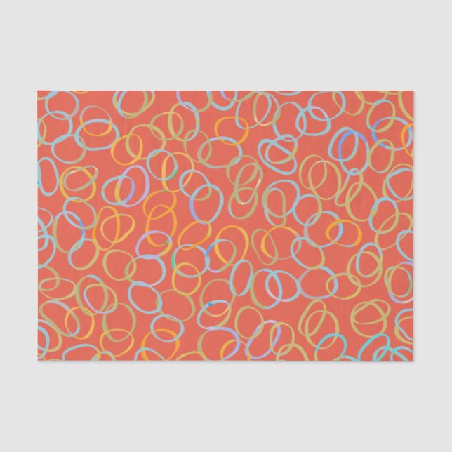 Papier Mousseline Motif Abstrait Multicolore Frais  (Recto)