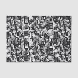 Papier Mousseline Motif Abstrait noir & blanc en gras
