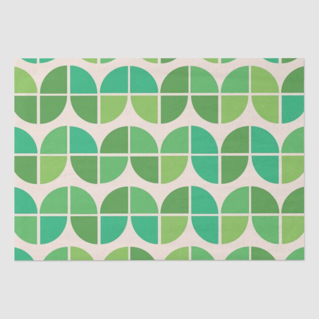 Papier Mousseline Motif abstrait vert menthe du milieu du siècle (Recto)