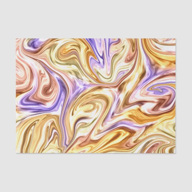 Papier Mousseline Motif Abstrait Waves Gold Purple Waves (Recto)