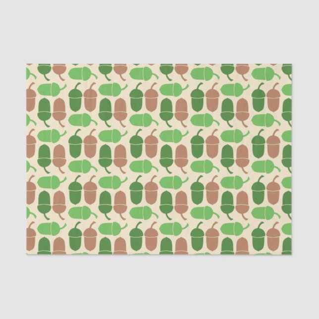 Papier Mousseline Motif Acorn vert et Brown (Recto)