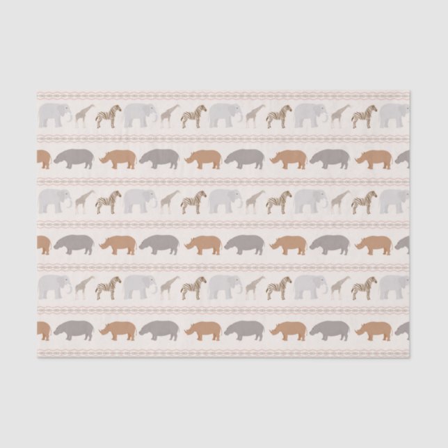 Papier Mousseline Motif africain 1 d'animaux (Recto)