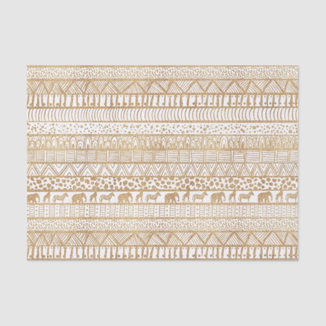 Papier Mousseline Motif africain de la tribu Gold White (Recto)