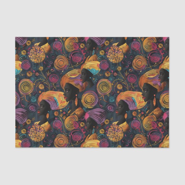 Papier Mousseline Motif africaine de Black Woman dans Luxe Color (Recto)