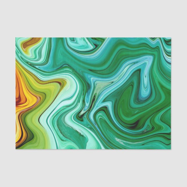 Papier Mousseline Motif Agate vert et jaune/or (Recto)