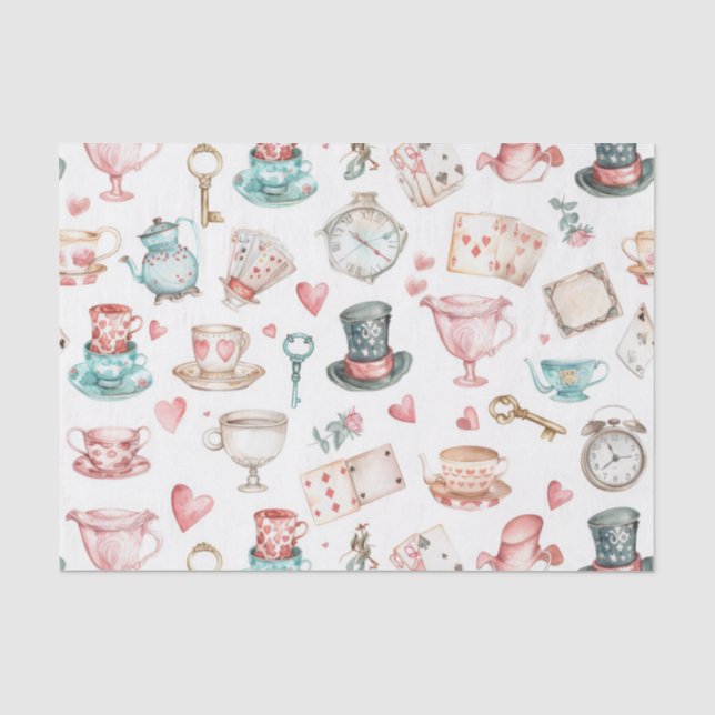 Papier Mousseline Motif Alice aquarelle  (Recto)