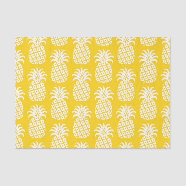 Papier Mousseline Motif ananas jaune et blanc (Recto)
