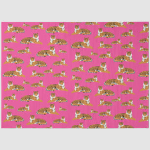 Papier Mousseline Motif animal du tigre de la jungle rose orange