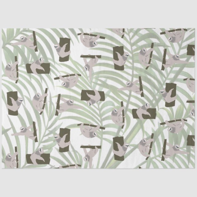 Papier Mousseline Motif animal mignon Sloth en forêt sauvage (Recto)
