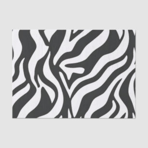 Papier Mousseline Motif animalier sauvage à rayures zèbre noir et bl