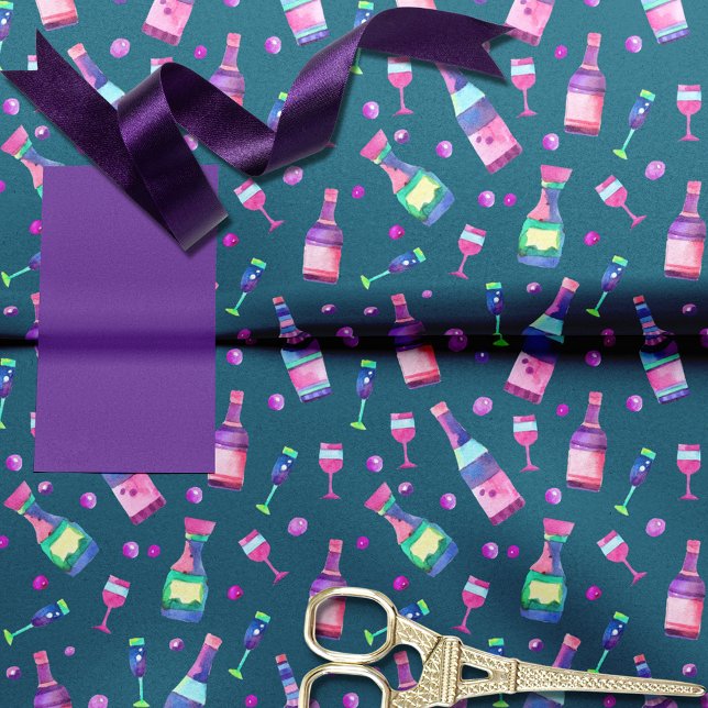 Papier Mousseline Motif aquarelle sur l'alcool | Sarcelle foncé (Créateur téléchargé)