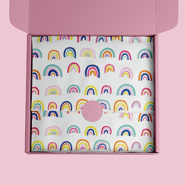 Papier Mousseline Motif arc-en-ciel (Colorful rainbow pattern tissue paper)