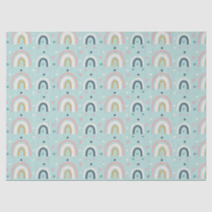 Papier Mousseline Motif arc-en-ciel blanc mignon