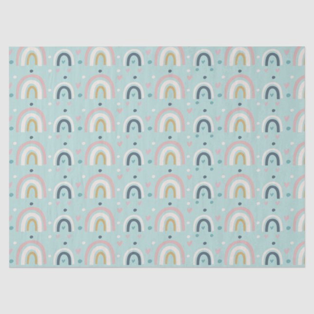 Papier Mousseline Motif arc-en-ciel blanc mignon (Recto)