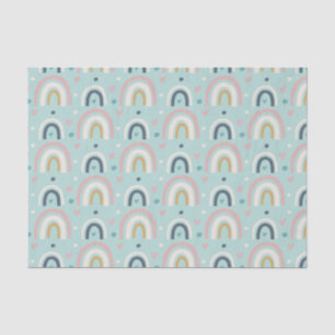 Papier Mousseline Motif arc-en-ciel blanc mignon