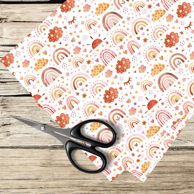 Papier Mousseline motif arc-en-ciel boho (Créateur téléchargé)