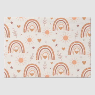 Papier Mousseline Motif arc-en-ciel en terre cuite