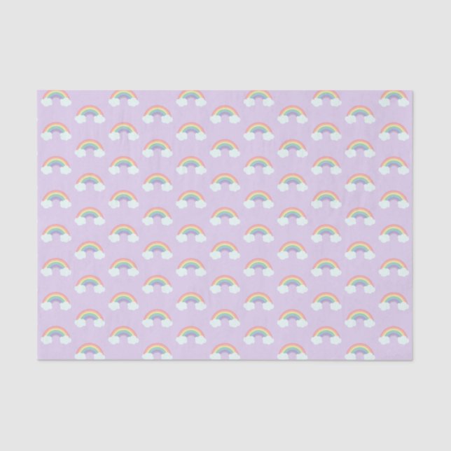 Papier Mousseline Motif arc-en-ciel et nuages (Recto)