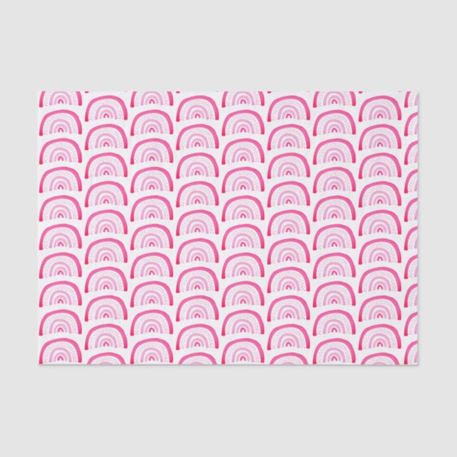 Papier Mousseline Motif arc-en-ciel rose vif (Recto)