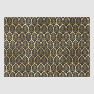 Papier Mousseline Motif Art Déco élégant noir et or