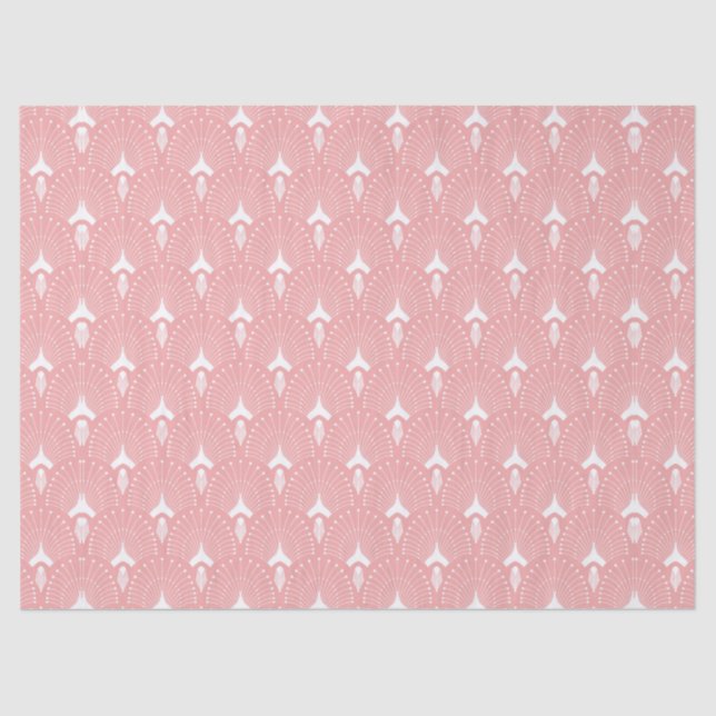 Papier Mousseline Motif art déco rose et blanc (Recto)