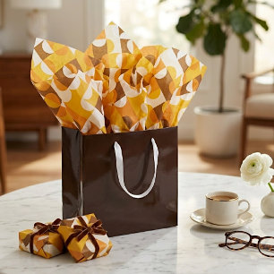Papier Mousseline Motif artistique de cercles marrons orange jaune e