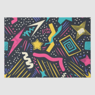 Papier Mousseline Motif artistique funky abstrait aux couleurs vives