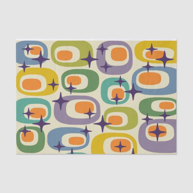 Papier Mousseline Motif atomique moderne du milieu du siècle (Recto)