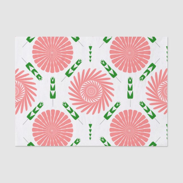 Papier Mousseline motif aux fleurs roses (Recto)
