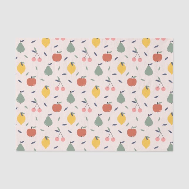 Papier Mousseline Motif aux fruits mignons (Recto)