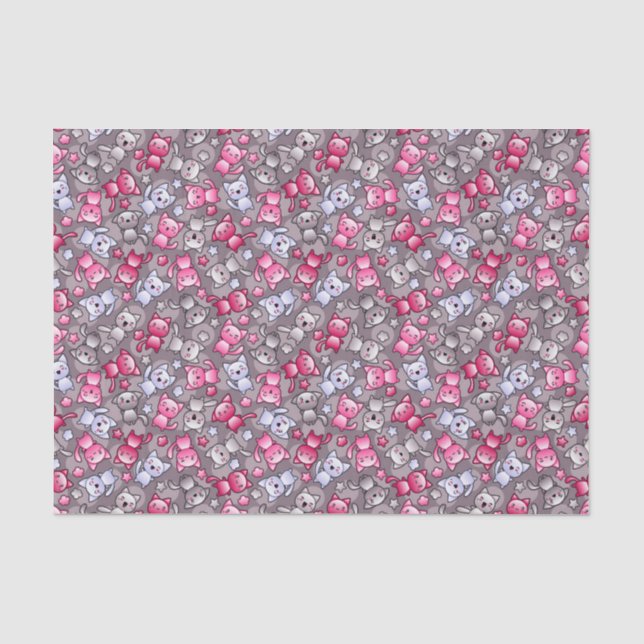 Papier Mousseline motif avec les chats mignons de griffonnage de (Recto)