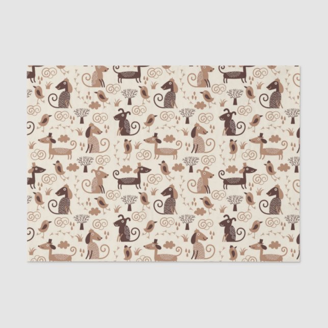 Papier Mousseline motif avec les chiens mignons (Recto)