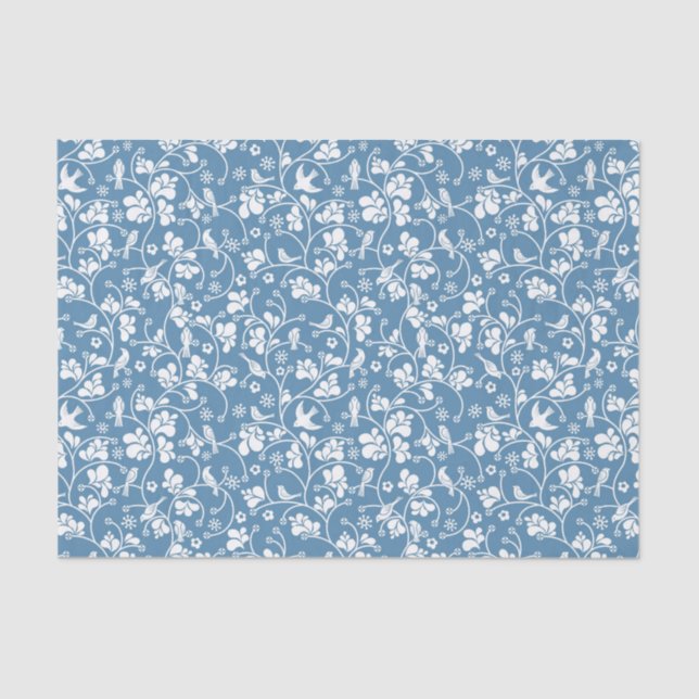 Papier Mousseline motif avec les oiseaux et l'ornement de plantes (Recto)