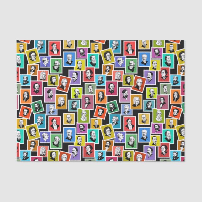 Papier Mousseline Motif avec portraits des plus grands compositeurs (Recto)